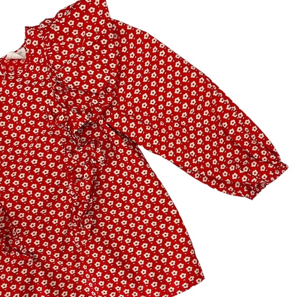 Crewcuts BI864 Red Ruffle Flower Print Girls Cotton Shirt Small - Picture 3 of 4